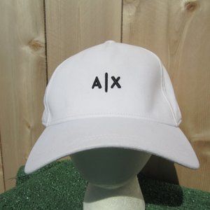 Armani Exchange AX White Small Logo Snapback Baseball Hat Cap